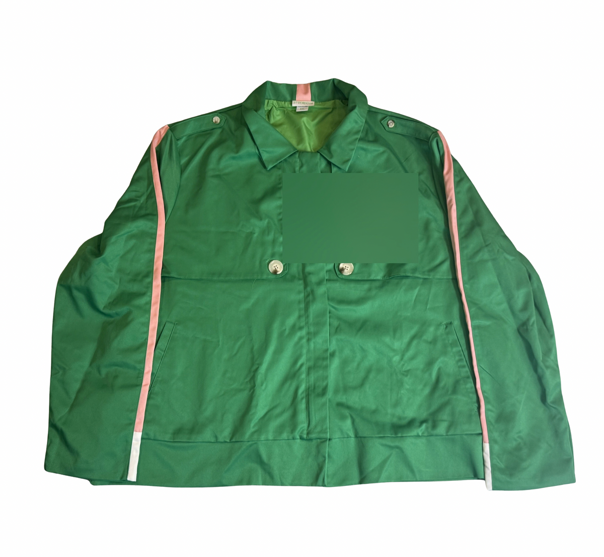 Green Jacket with Pink Stripe Sleeve Trim - XXL