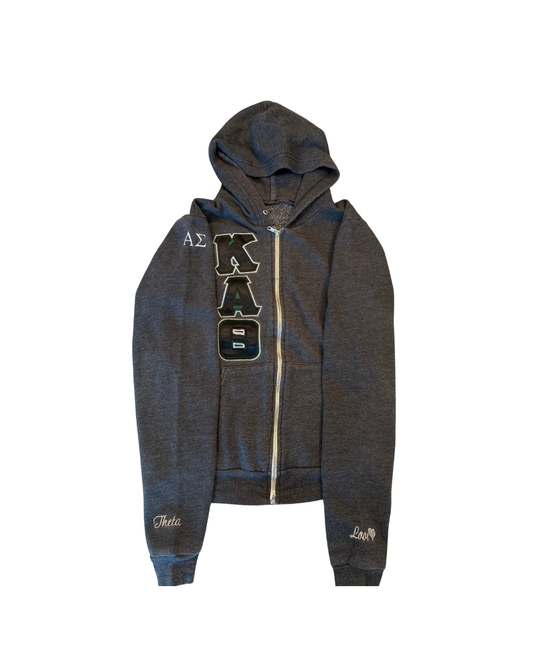 Kappa Alpha Theta Cropped Zip Hoodie (Charcoal)
