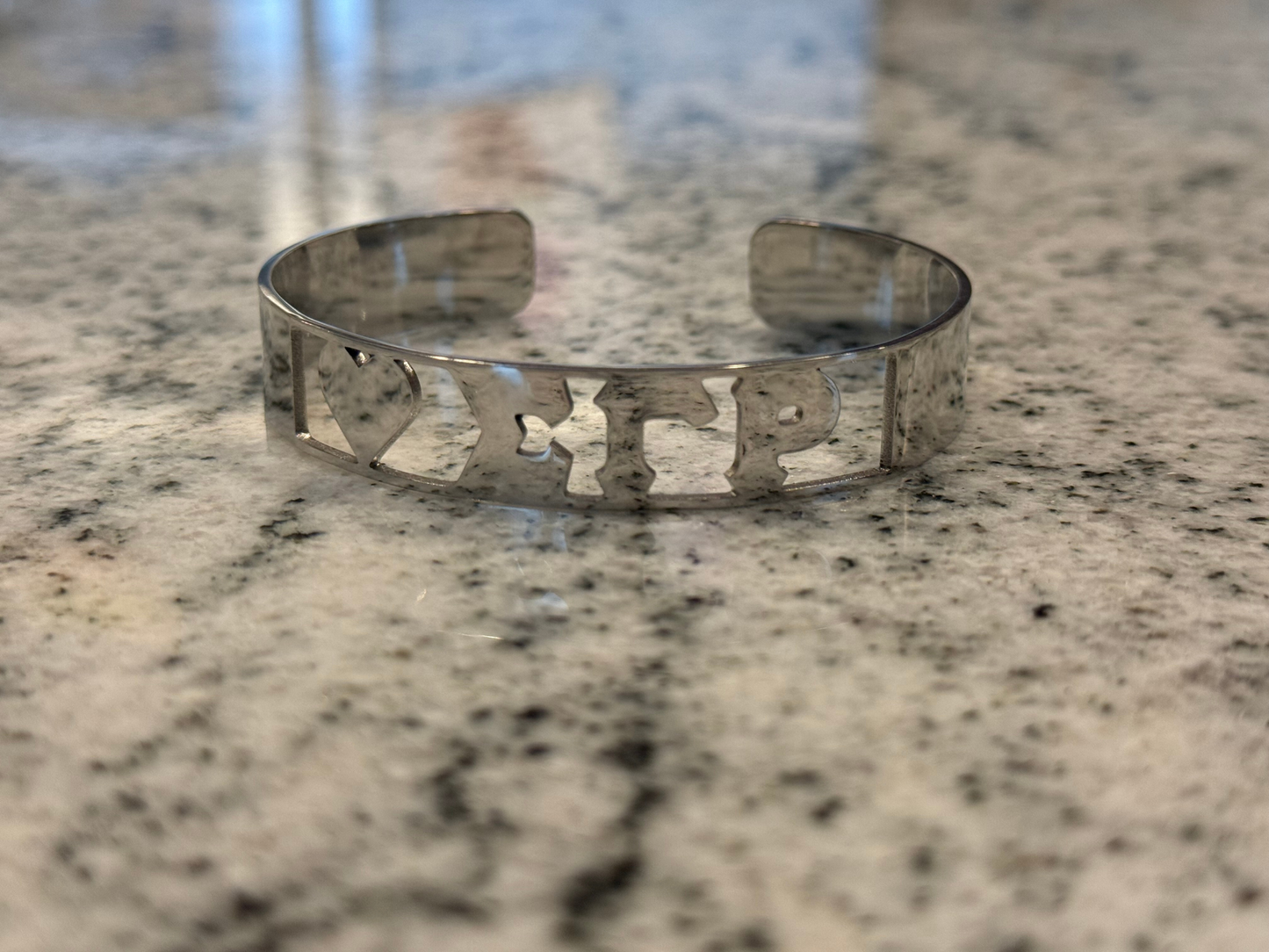 Sigma Gamma Rho Silver Cutout Cuff Bracelet