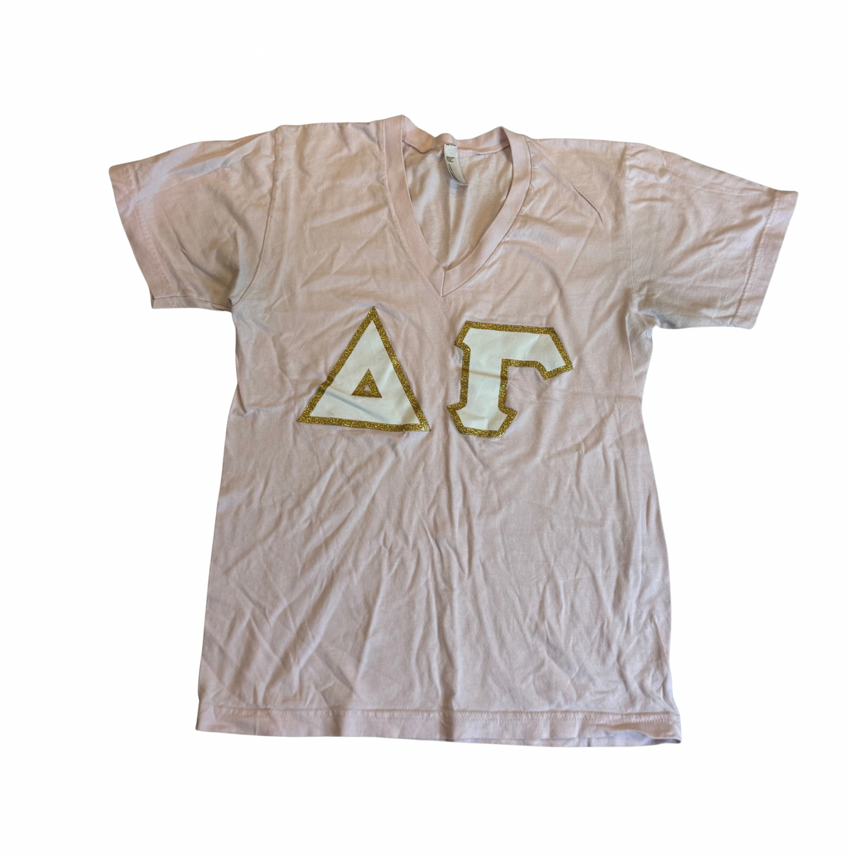 Delta Gamma Glitter Letters V-Neck Tee - Size S