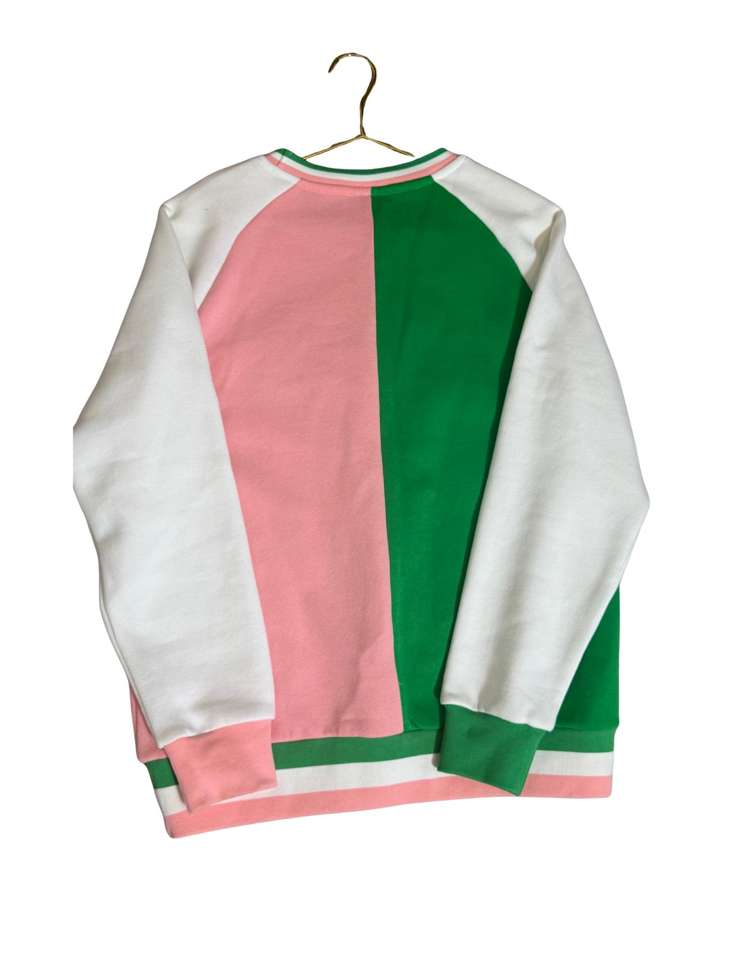Pink and Green Color Block Sweatshirt