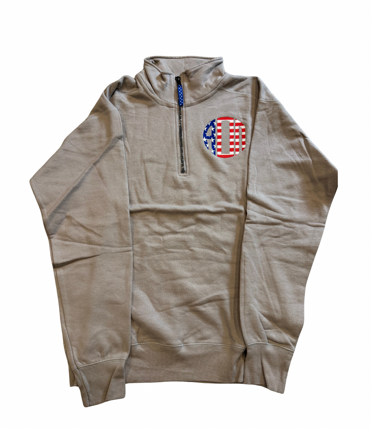 AOII American Flag Letter Quarter Zip Pullover Size S
