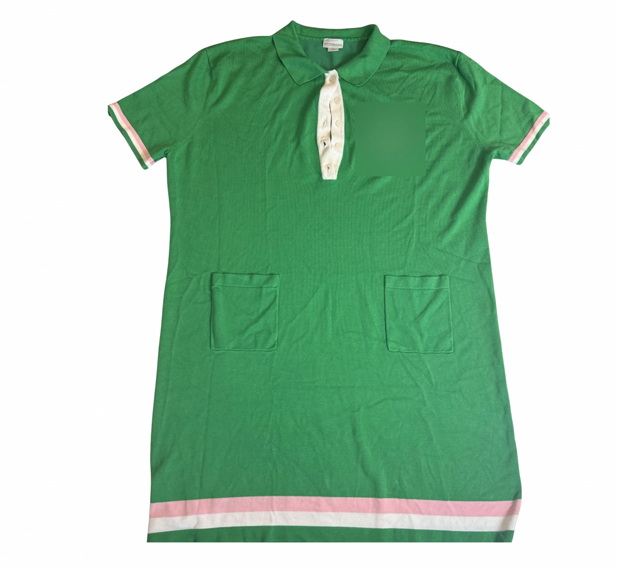 Green Polo Sweater Dress with Pocket Detail - XXL