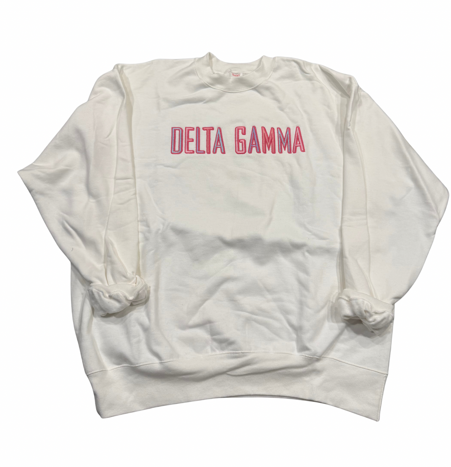Delta Gamma Gray Rainbow Letter Crewneck Sweatshirt Size L