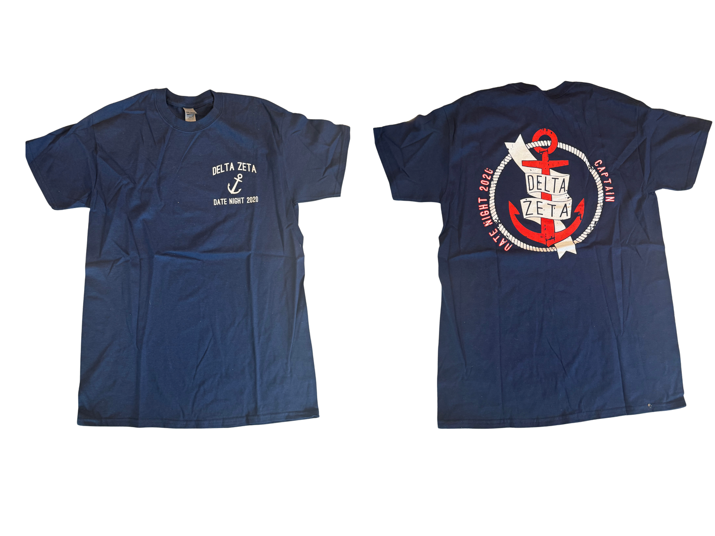 Delta Zeta navy vintage Date Night 2020 tee, size medium