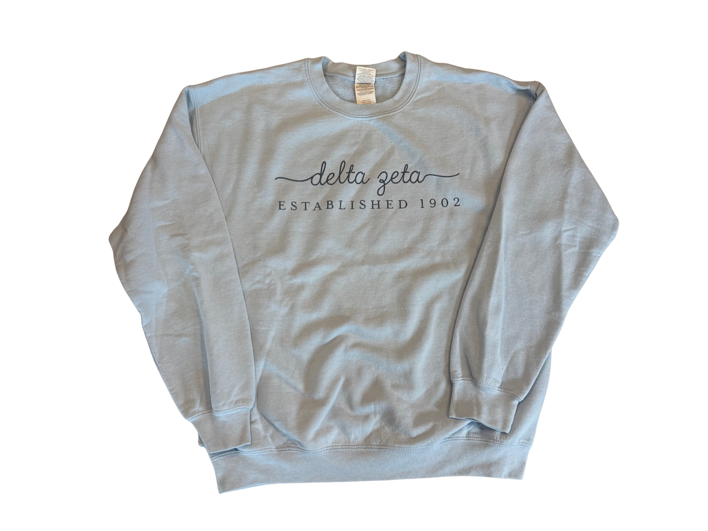 Delta Zeta light blue Est. 1902 sweatshirt, size medium
