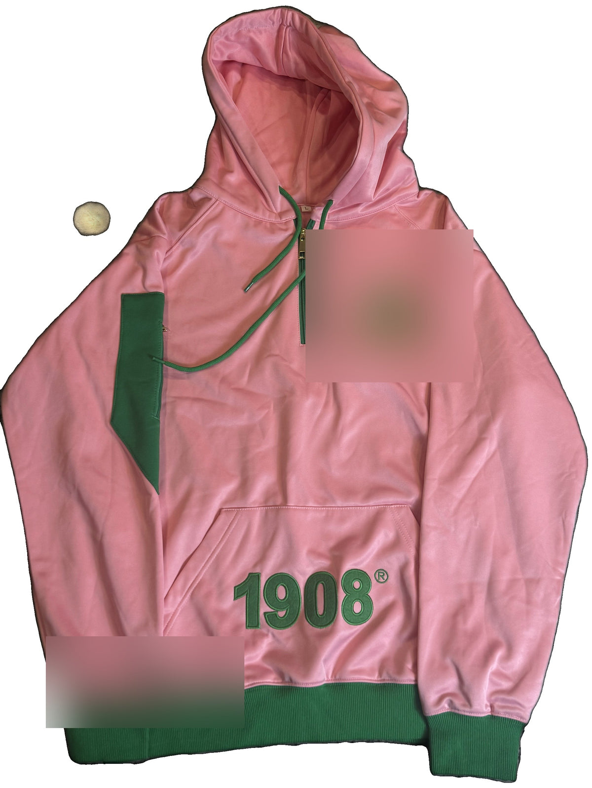 1908 Quarter-Zip Hoodie – Pink & Green | Size L