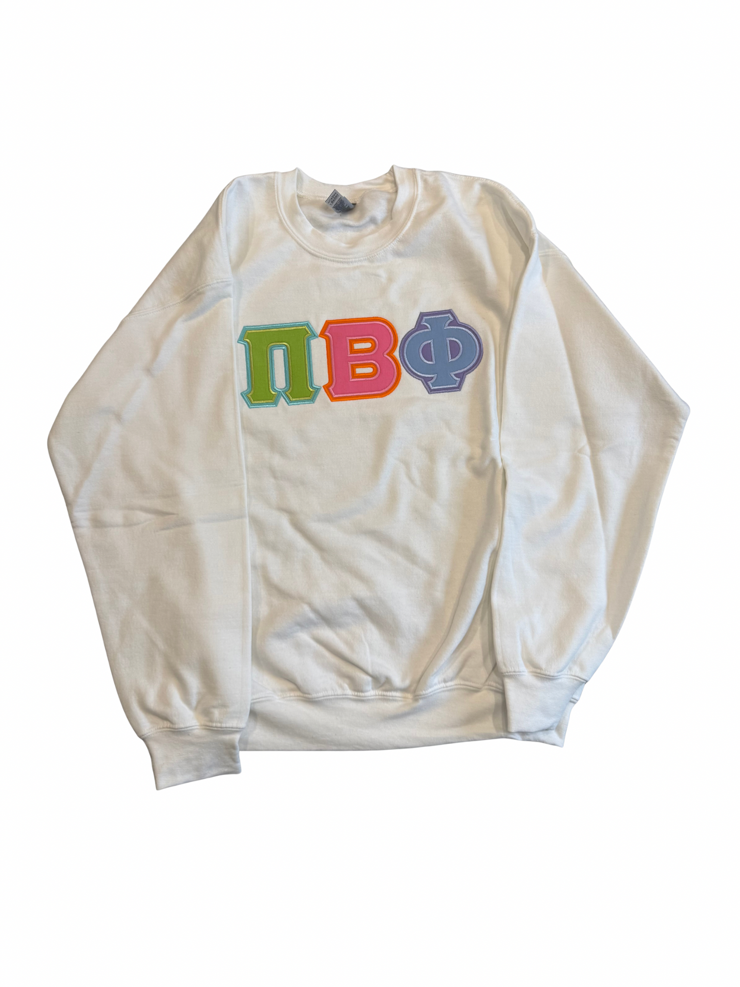 Pi Beta Phi White Sweatshirt Colorful Letters Size L