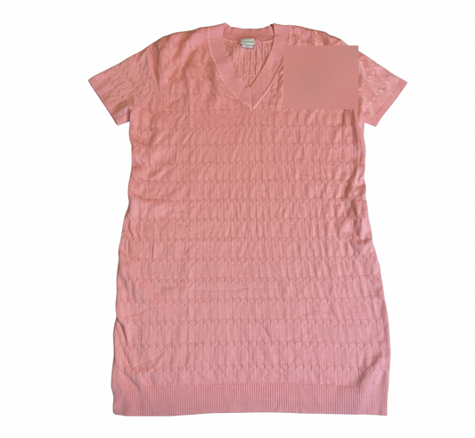 Pink Ribbed V-Neck Sweater Dress - XXL