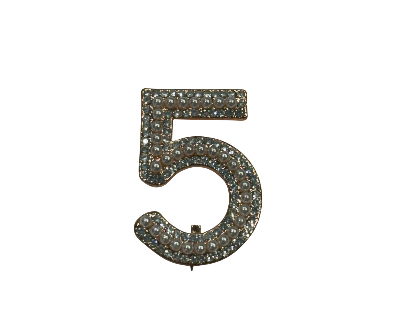 Sigma Gamma Rho Number 5 Rhinestone Pearl Pin
