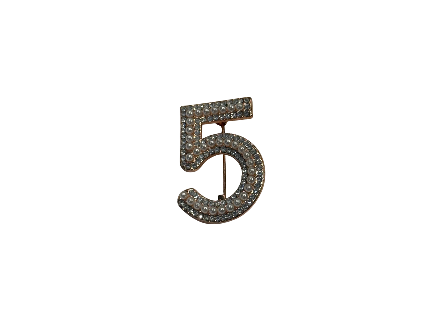 Sigma Gamma Rho Number 5 Rhinestone Pearl Pin