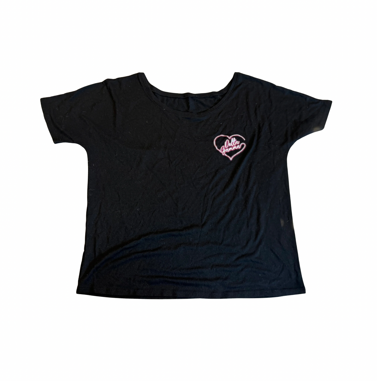 Delta Gamma Black Crop Heart Tee - Size M