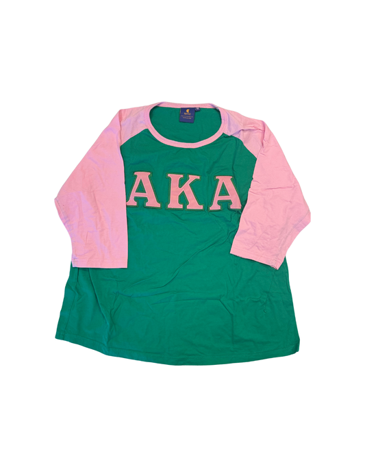 AKA Pink & Green Raglan Tee