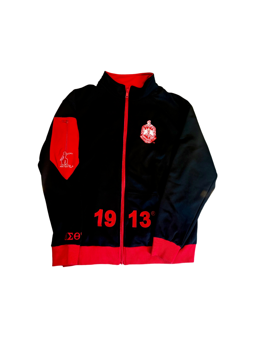 Delta Sigma Theta 1913 Full-Zip Track Jacket – Black & Red