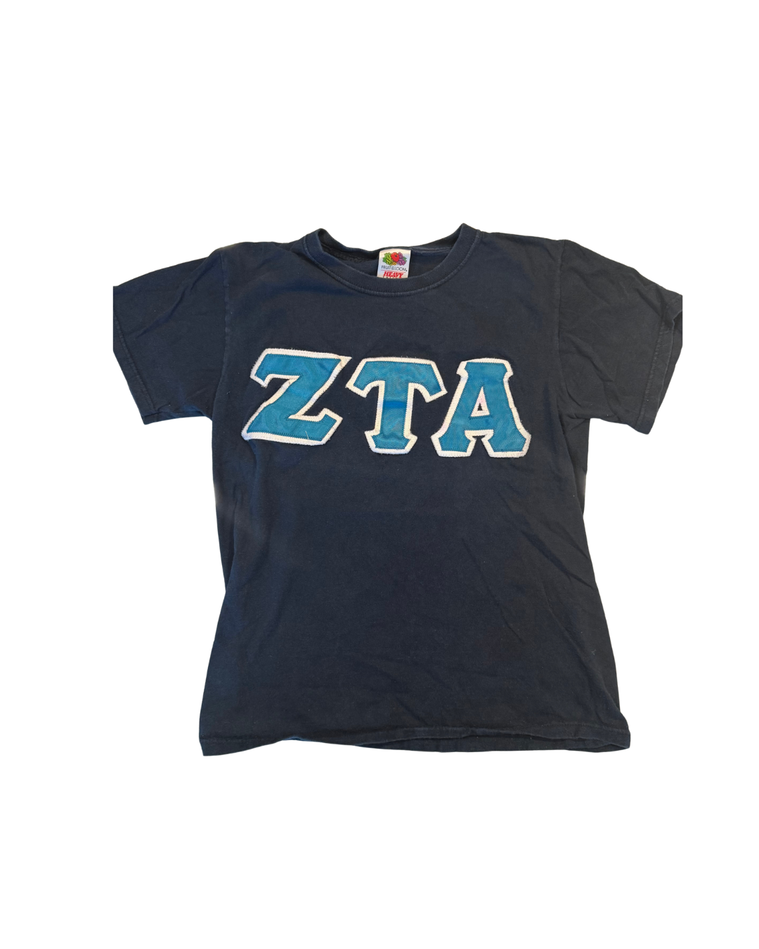 Zeta Tau Alpha Classic Letter Tee (Navy / w/Light Blue Letters)
