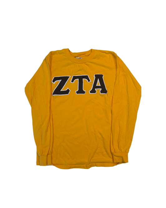 Zeta Tau Alpha Classic Letter Long Sleeve Tee (Gold)