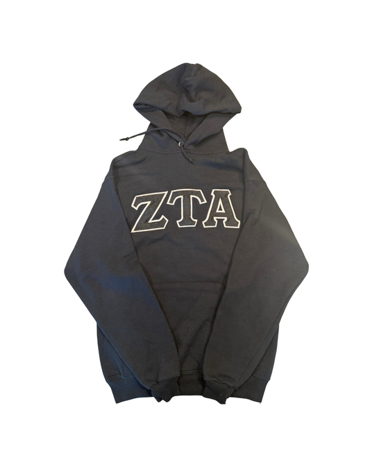 Zeta Tau Alpha Classic Letter Hoodie (Black)