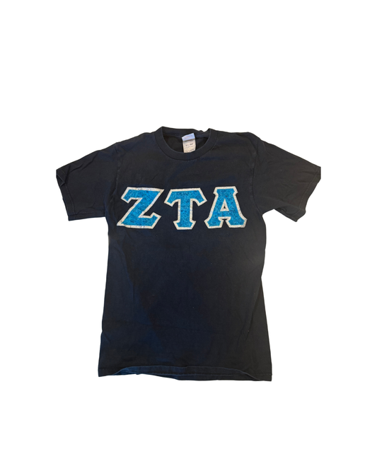 Zeta Tau Alpha Sparkle Letter Tee (Navy)