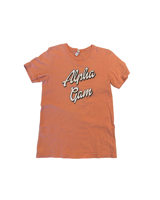 Alpha Gamma Script Tee (Peach)