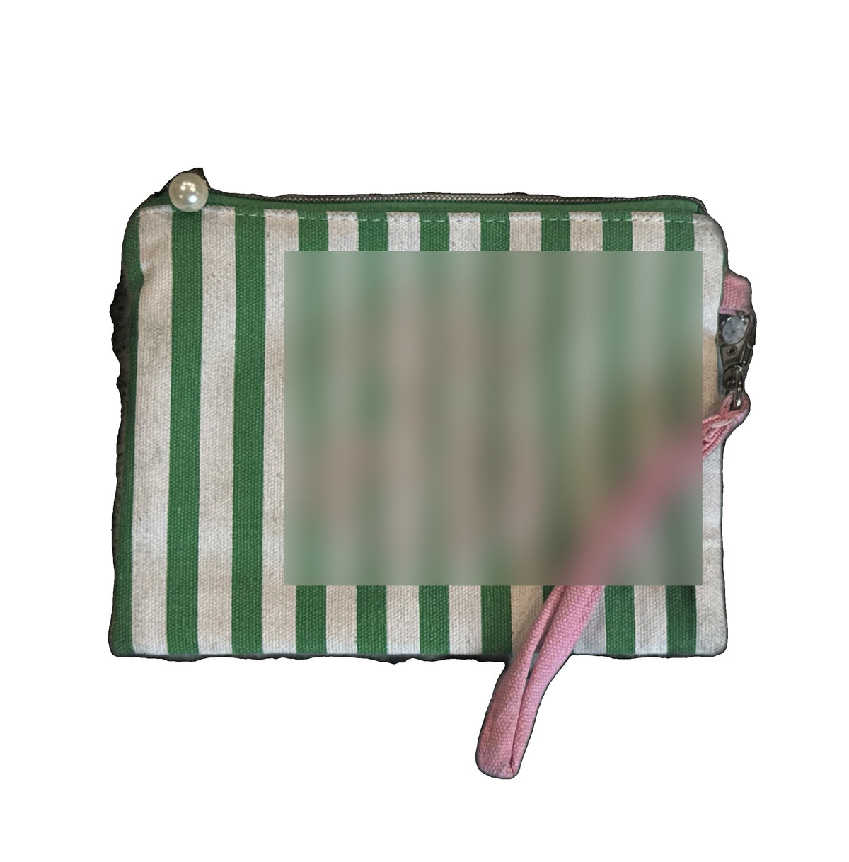 Pink & Green Striped Zip Pouch