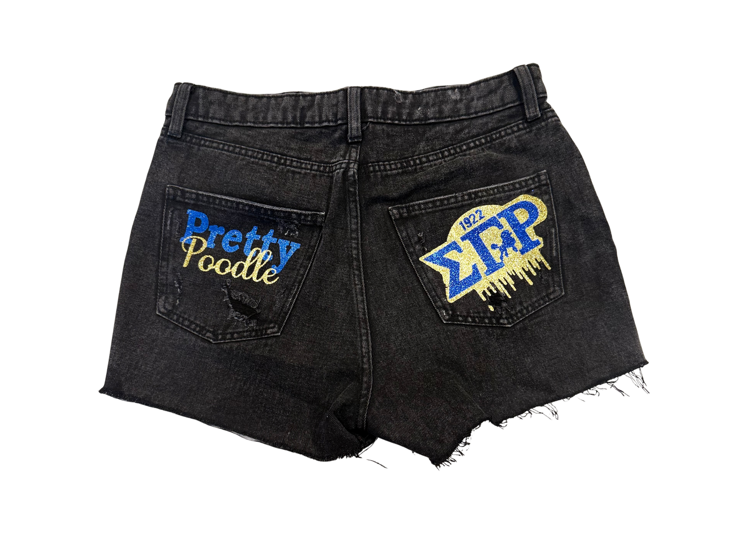 Sigma Gamma Rho Custom Pretty Poodle Denim Shorts | Size 6