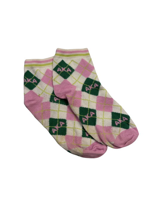 Alpha Kappa Alpha Pink & Green Argyle Socks