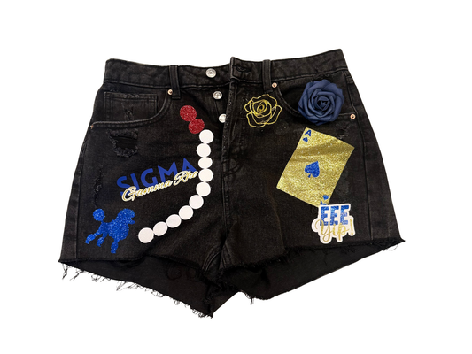 Sigma Gamma Rho Custom Pretty Poodle Denim Shorts | Size 6