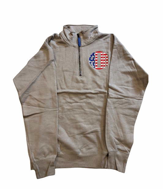 AOII American Flag Letter Quarter Zip Pullover Size S