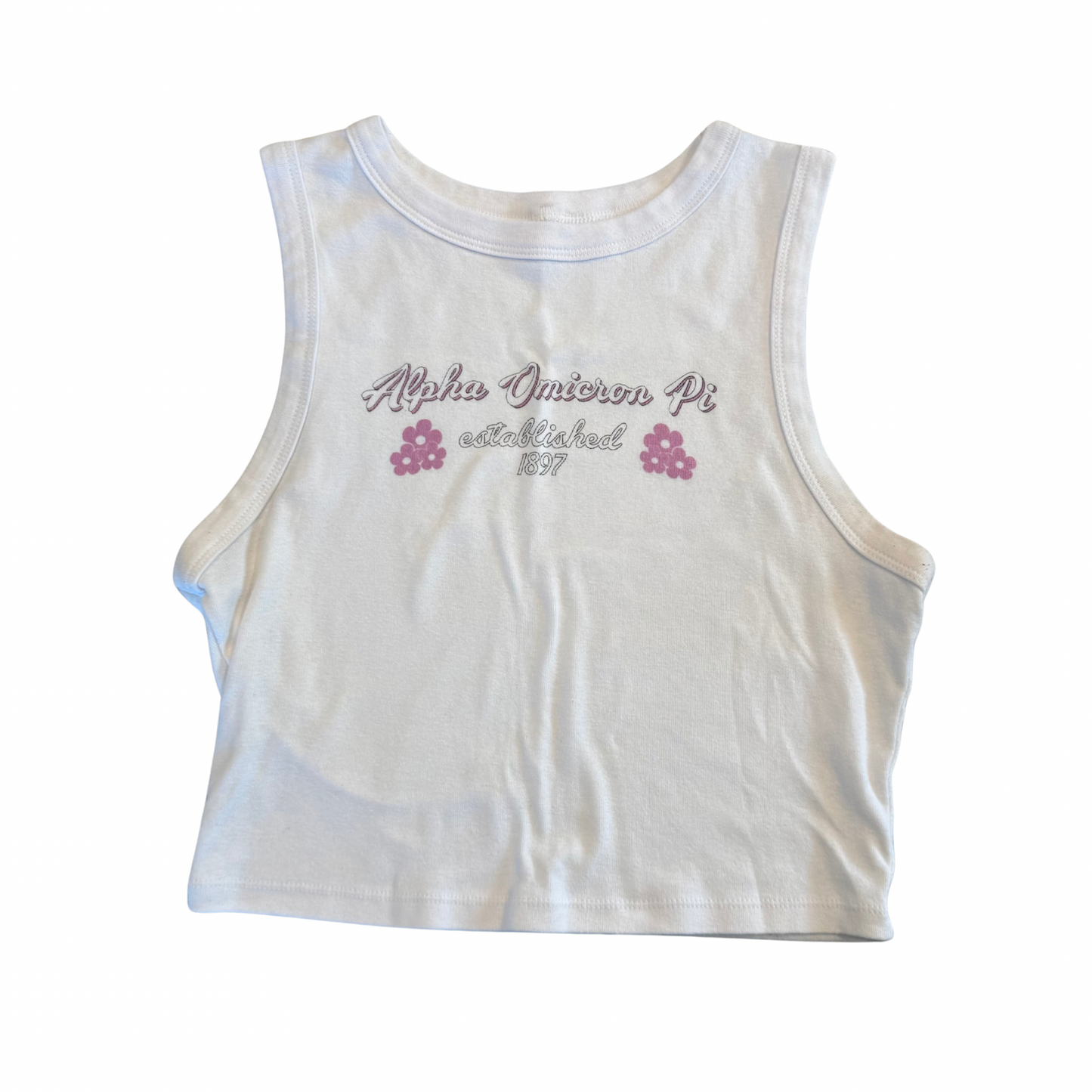 Alpha Omicron Pi Established 1897 White Crop Tank