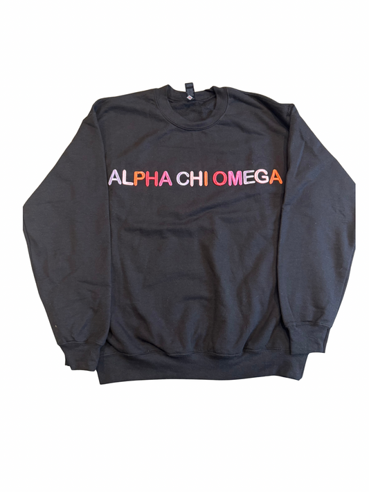 Alpha Chi Omega Black Crewneck Sweatshirt Size M