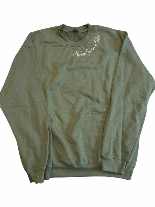 Alpha Gamma Delta Green Crewneck Sweatshirt Size M