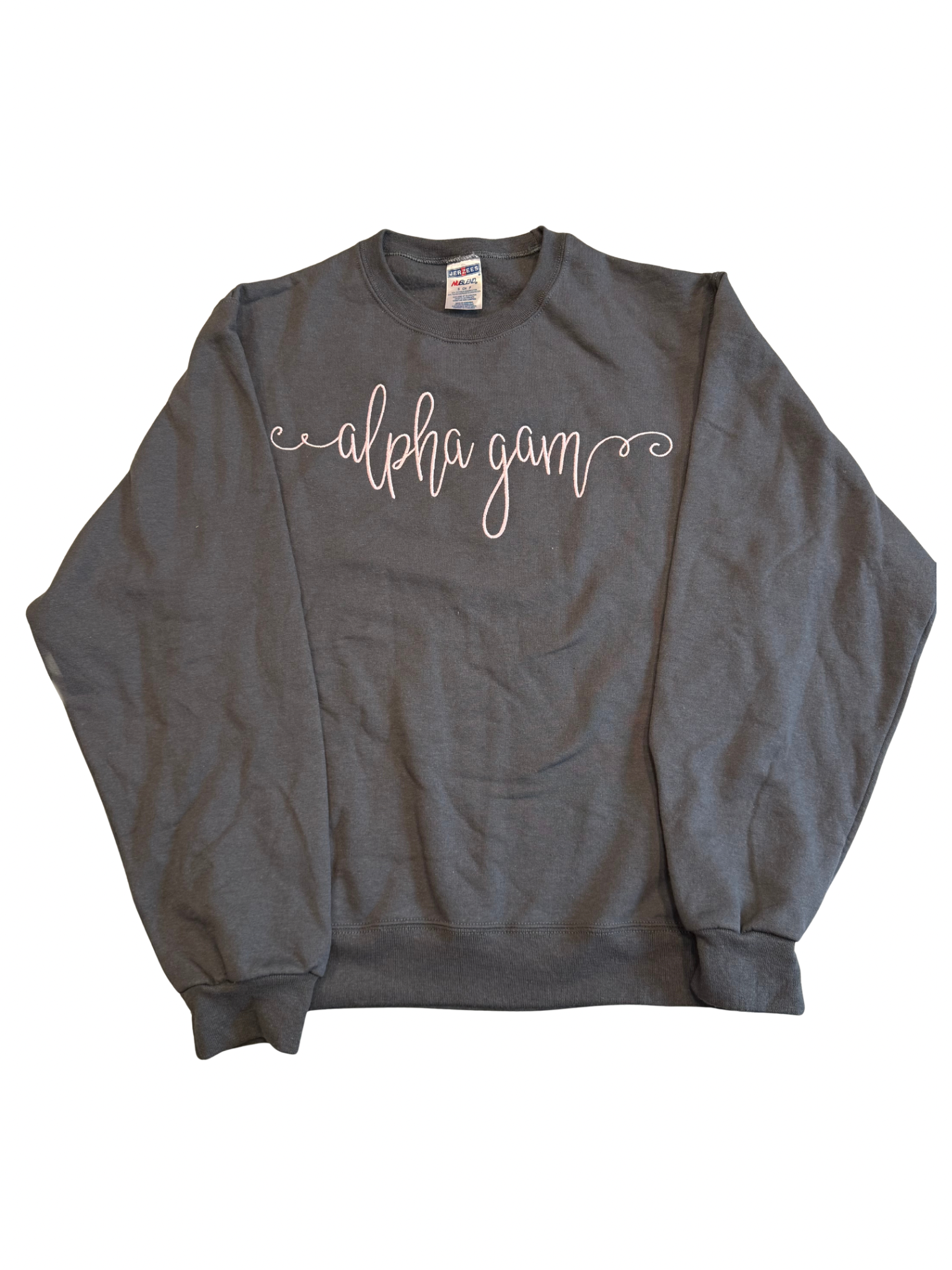 Alpha Gamma Delta Gray Letter Crewneck Sweatshirt Size S