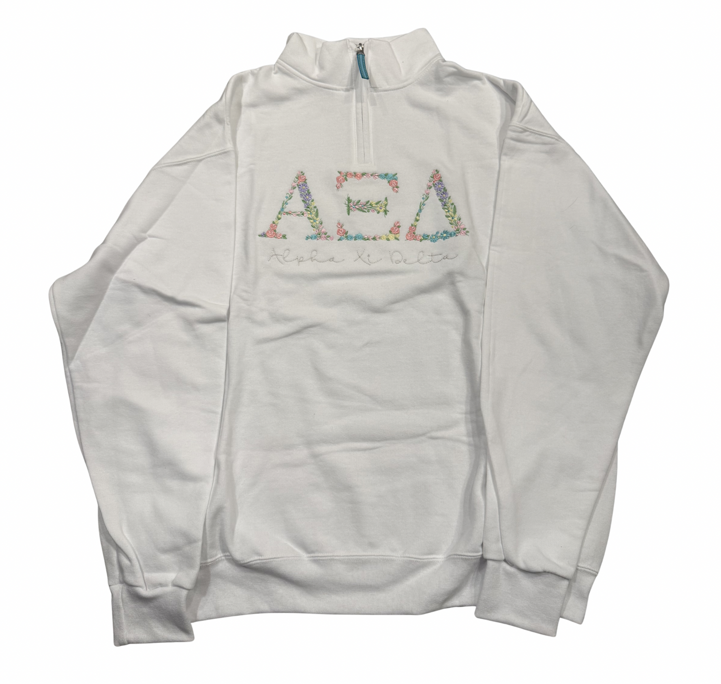 Alpha Xi Delta White Pullover Sweatshirt Size L