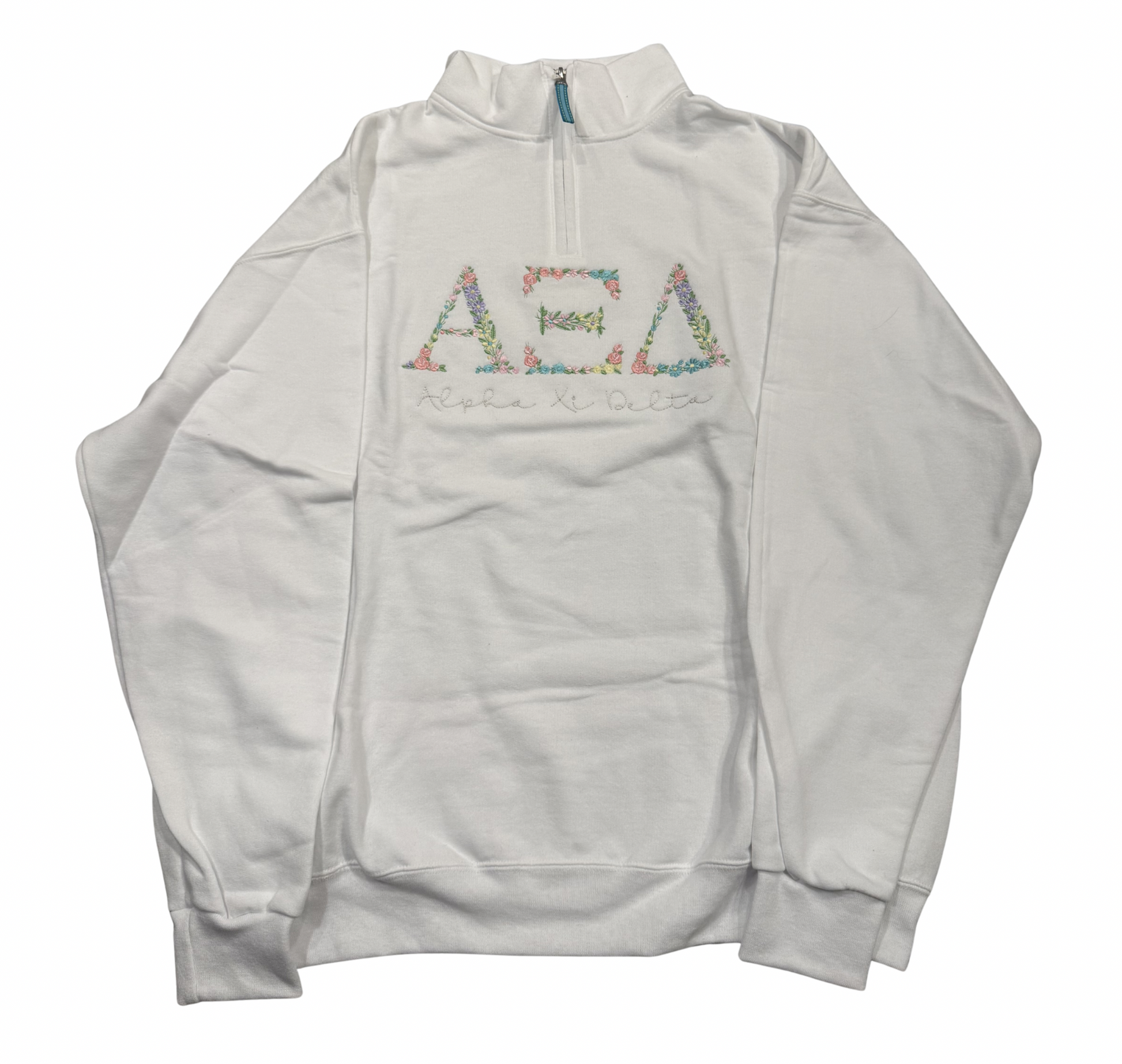 Alpha Xi Delta White Pullover Sweatshirt Size L