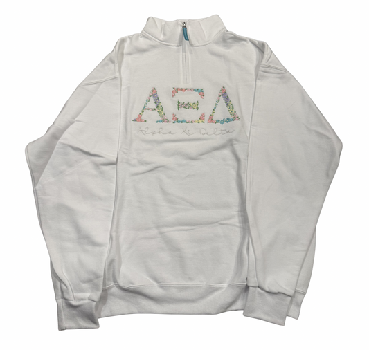 Alpha Xi Delta White Pullover Sweatshirt Size L