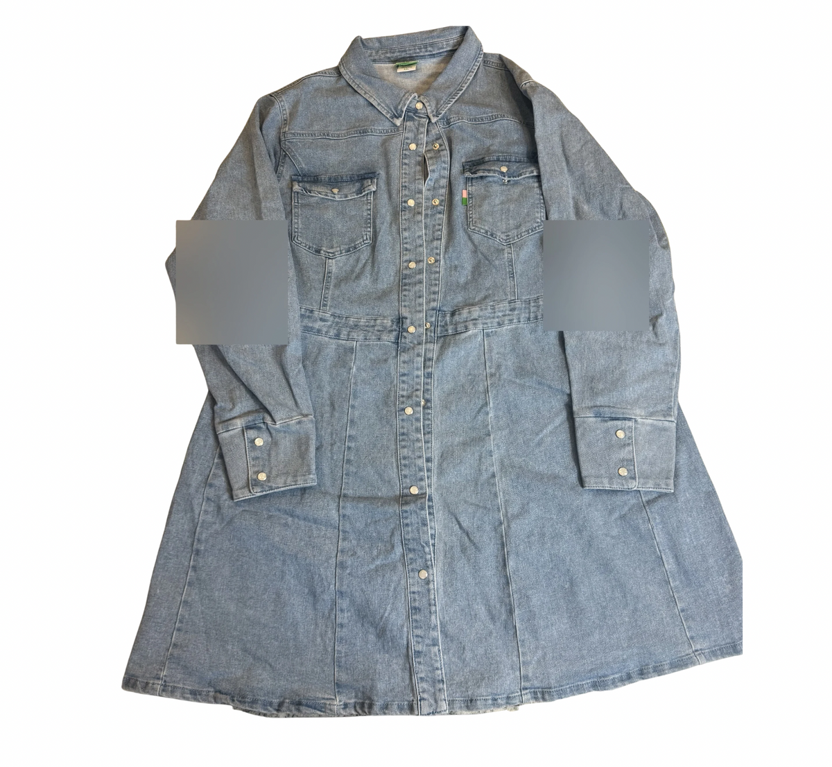 Denim Button-Front Shirt Dress - XXL