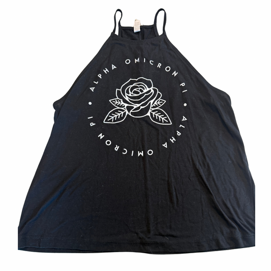 Alpha Omicron Pi Black Rose High Neck Tank