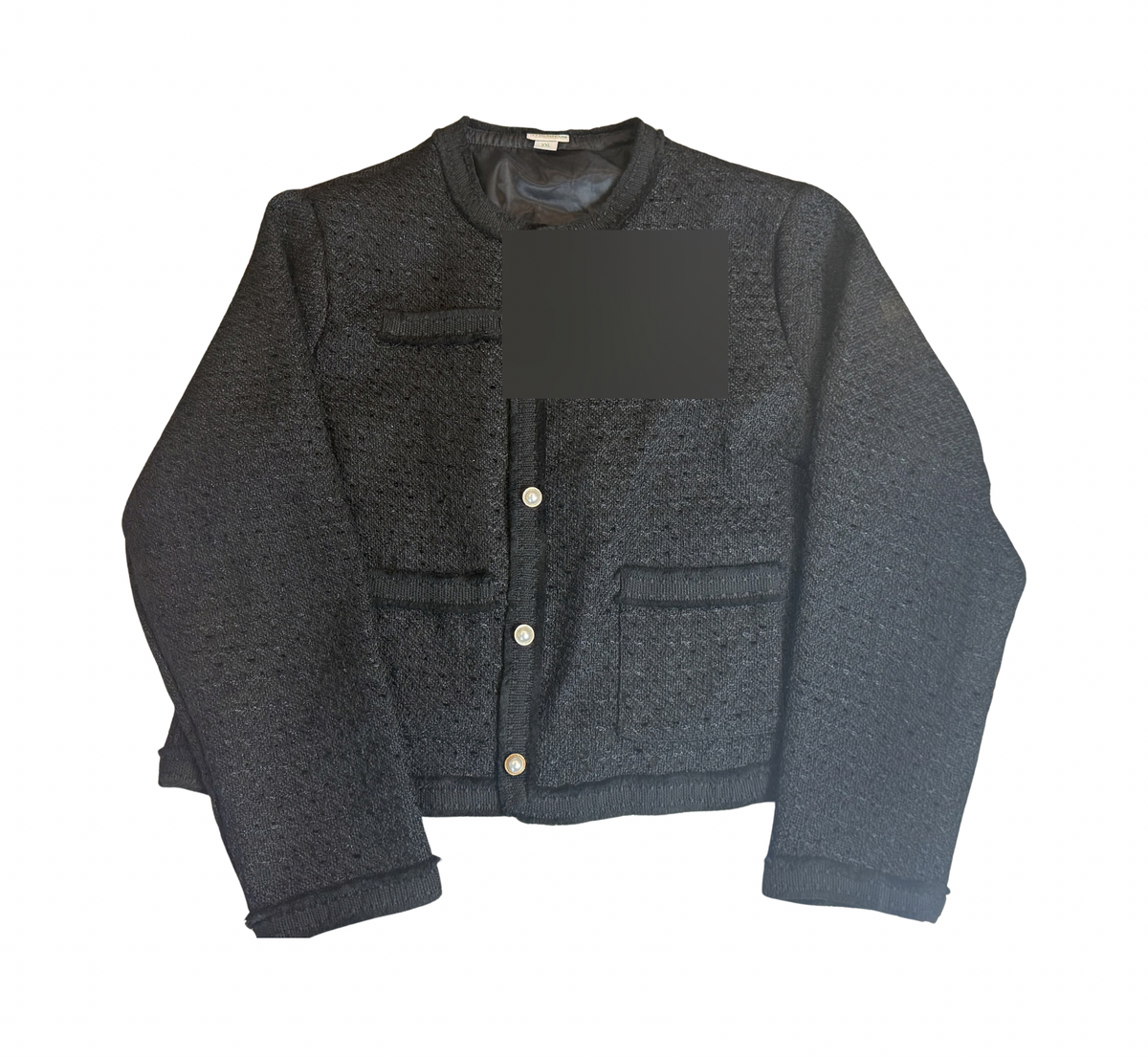 Black Tweed Jacket with Pearl Buttons - XXL