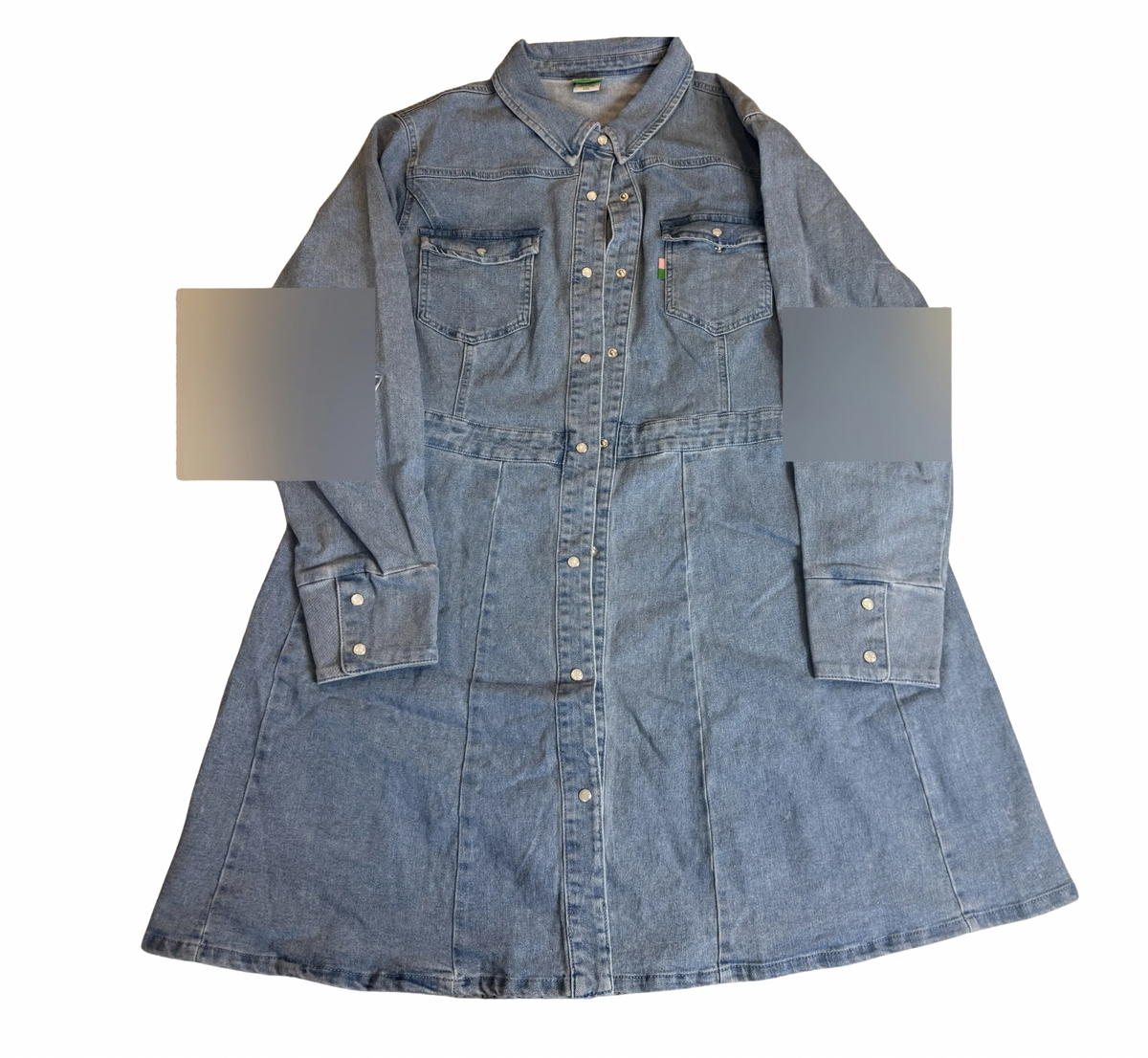 Denim Button-Front Shirt Dress - XXL