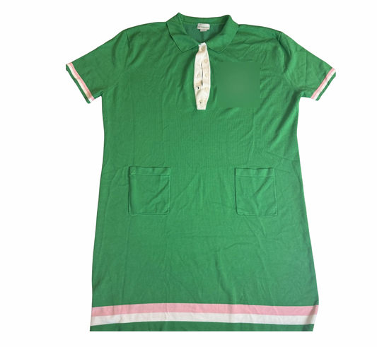 Green Polo Sweater Dress with Pocket Detail - XXL