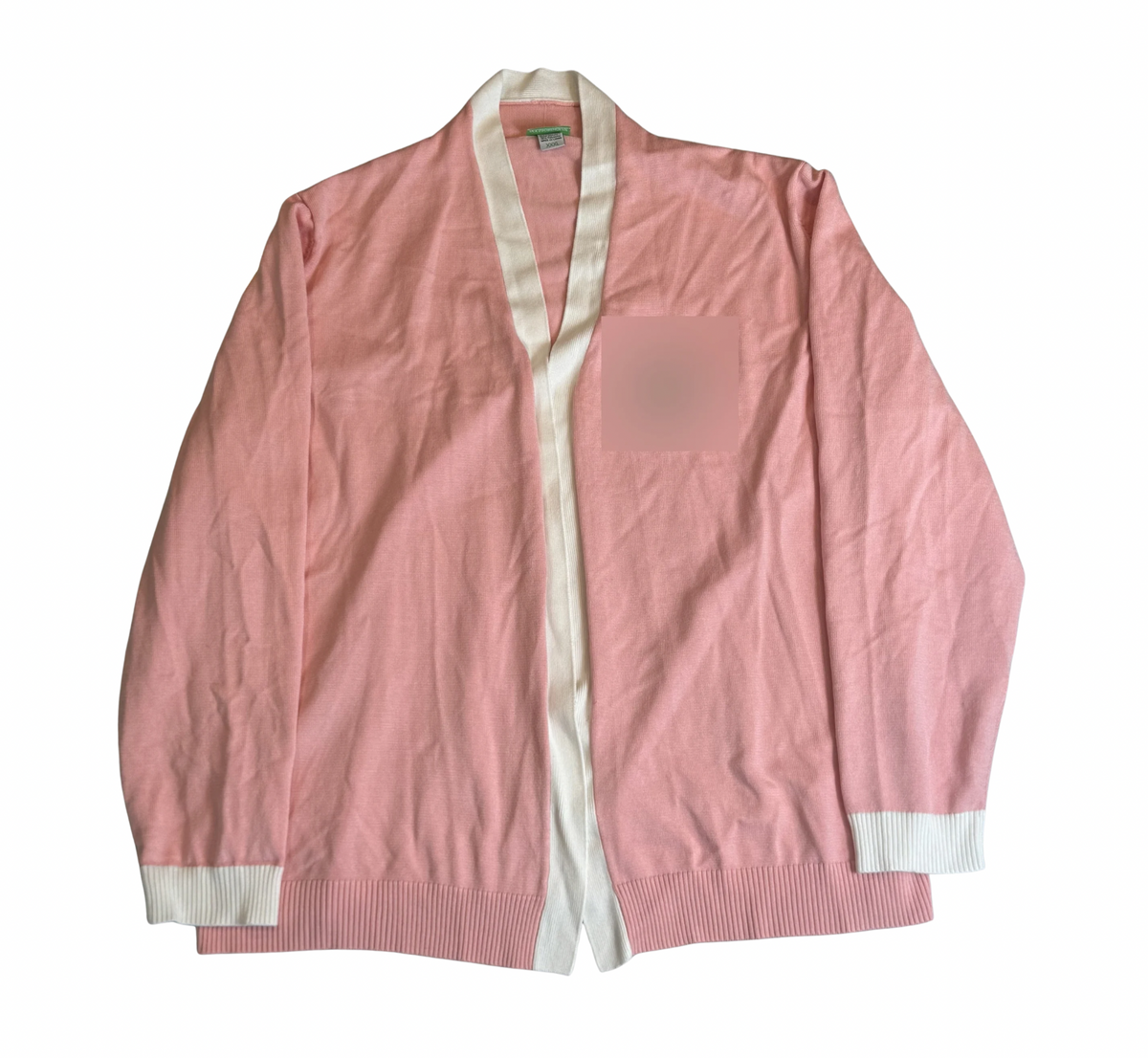 Pink and Cream Open Cardigan Sweater - XXXL
