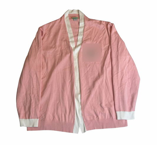 Pink and Cream Open Cardigan Sweater - XXXL