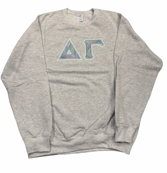 Delta Gamma Light Gray DG Crewneck Sweatshirt Size L