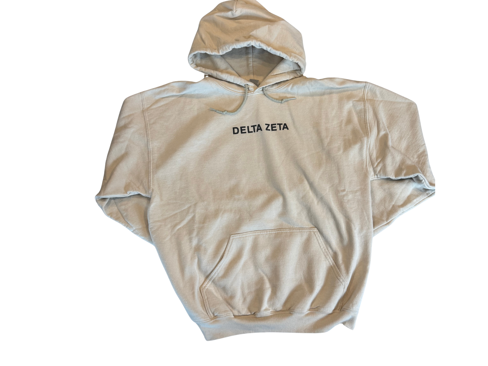Delta Zeta cream hoodie, size large