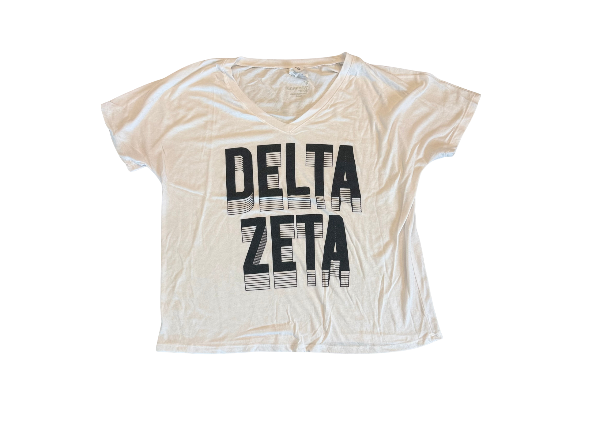 Delta Zeta white tee with black letters, size medium