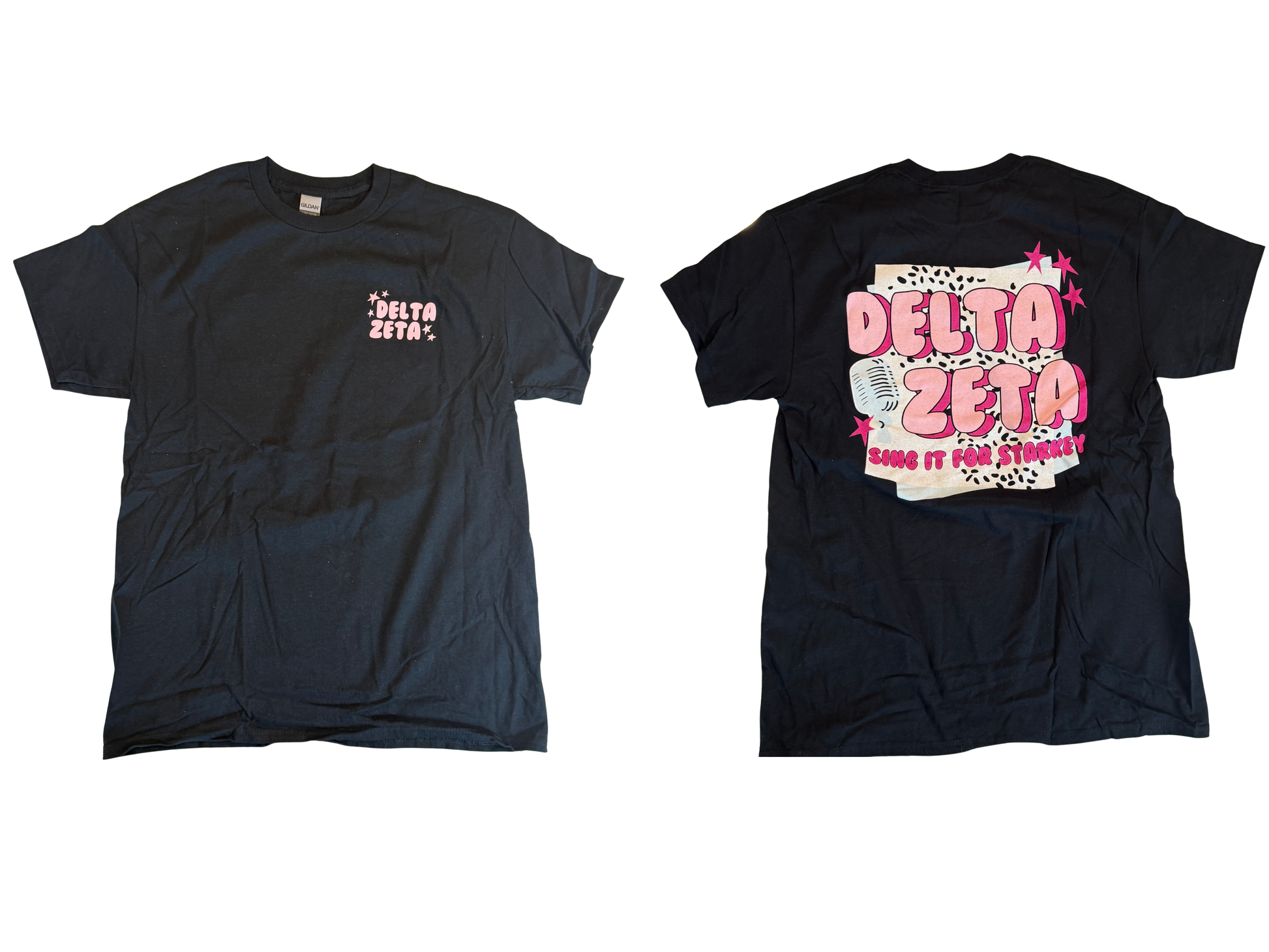 Delta Zeta black Sing It for Starkey tee, size medium