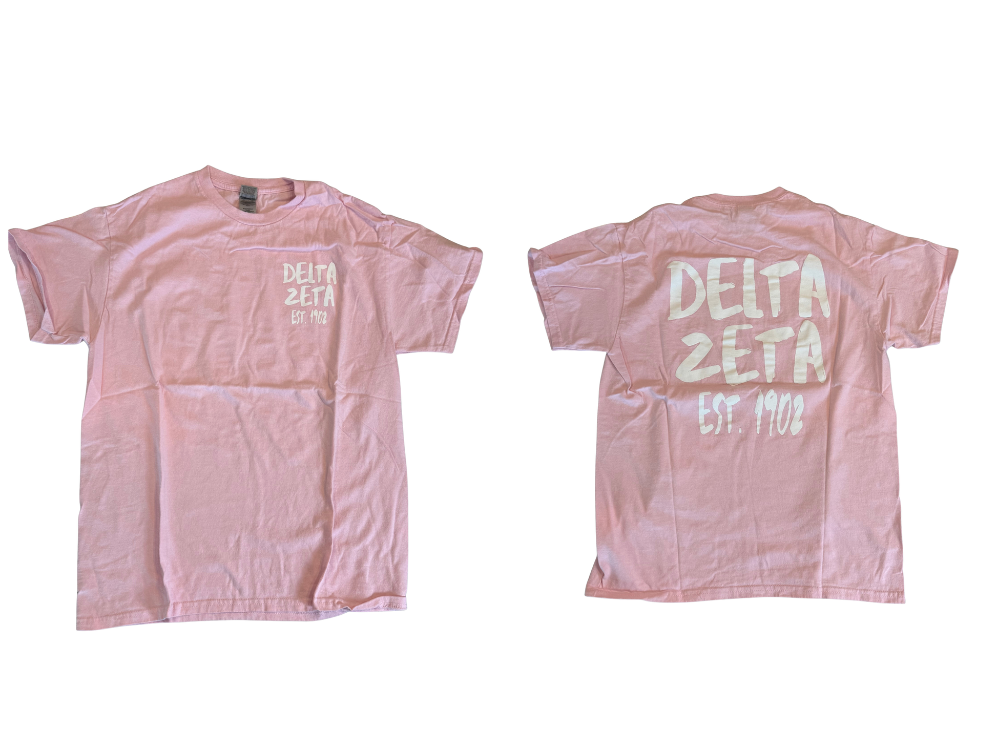 Delta Zeta pink Est. 1902 tee, size medium