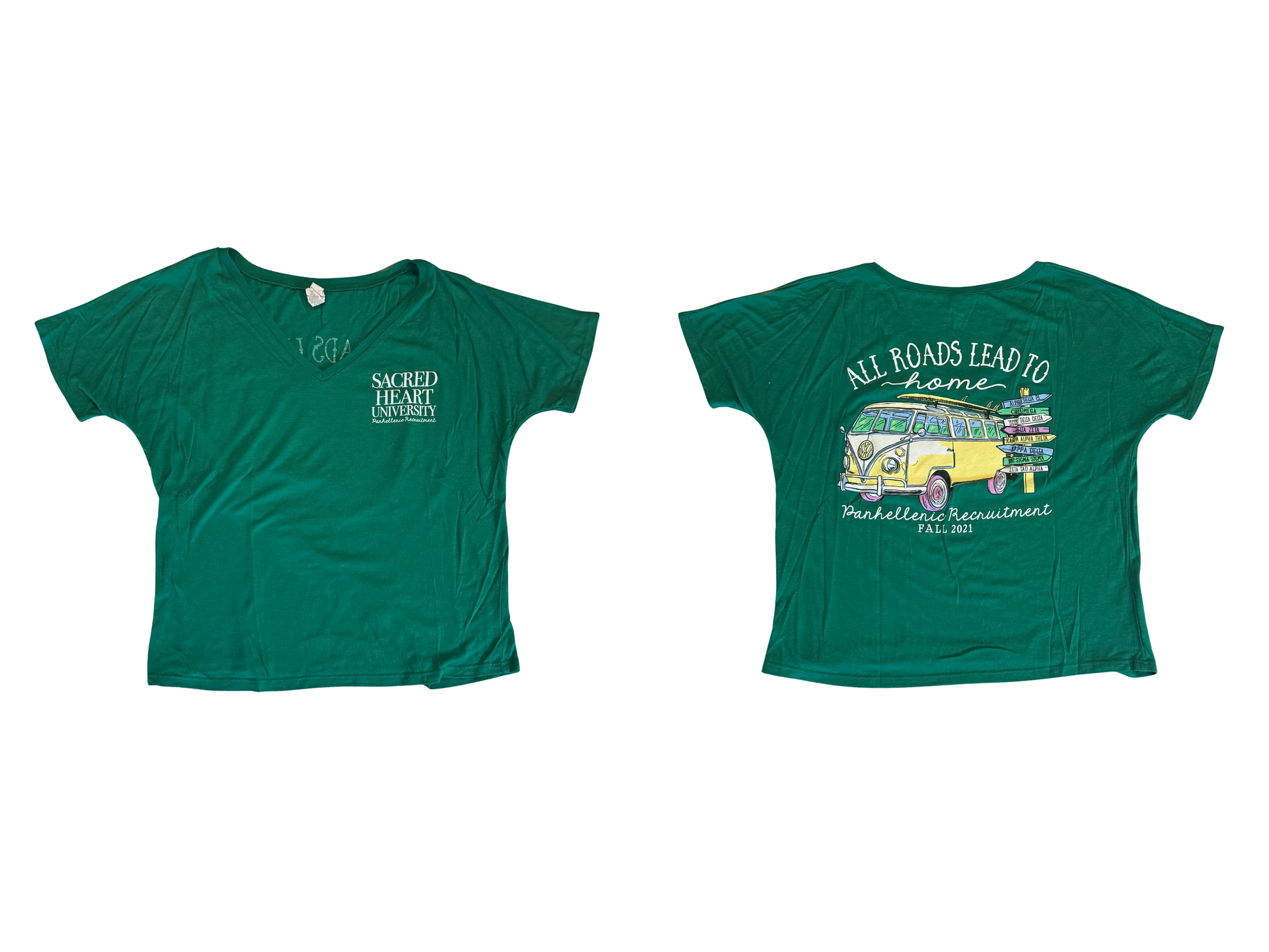 Delta Zeta green Sacred Heart recruitment 2021 tee, size medium