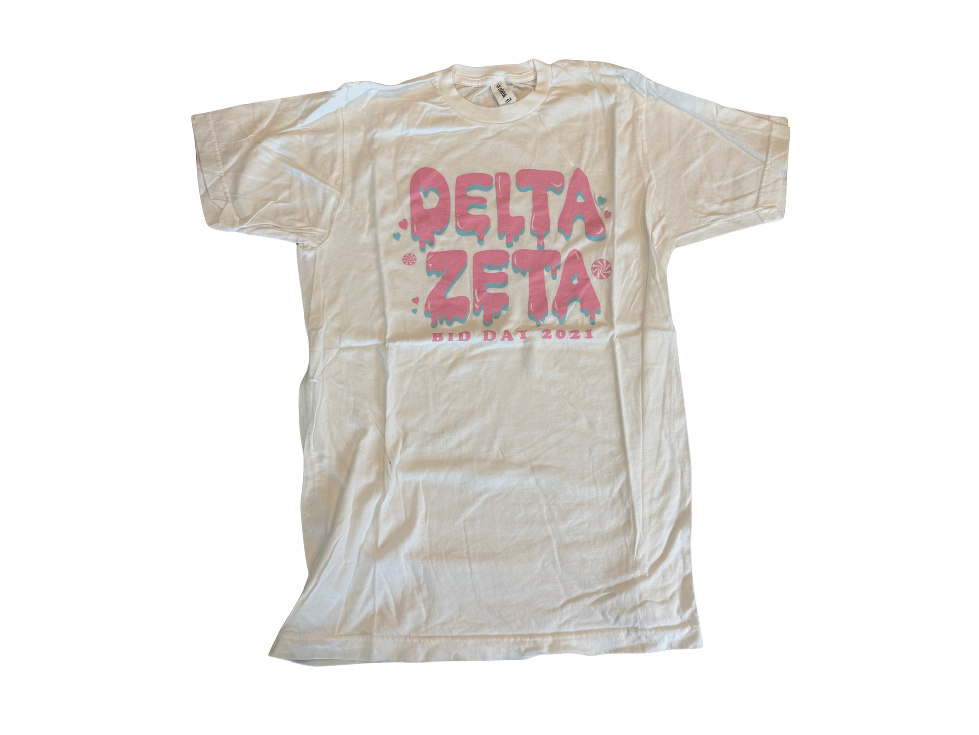 Delta Zeta white Bid Day 2021 tee, size medium