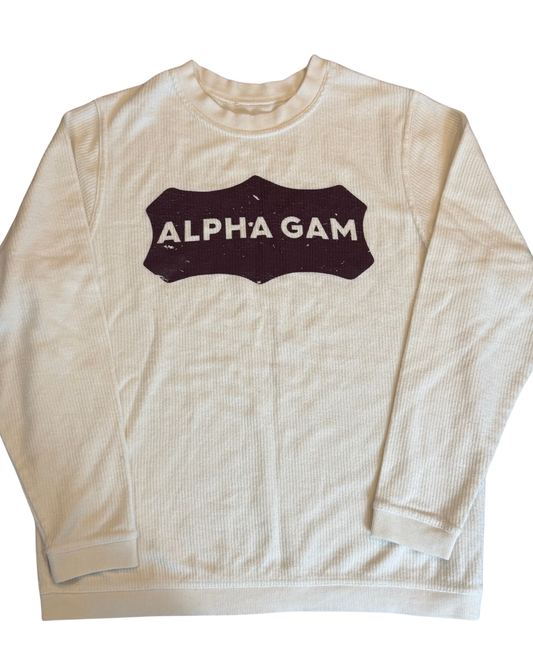 Alpha Gamma Delta ivory corded crewneck sweatshirt